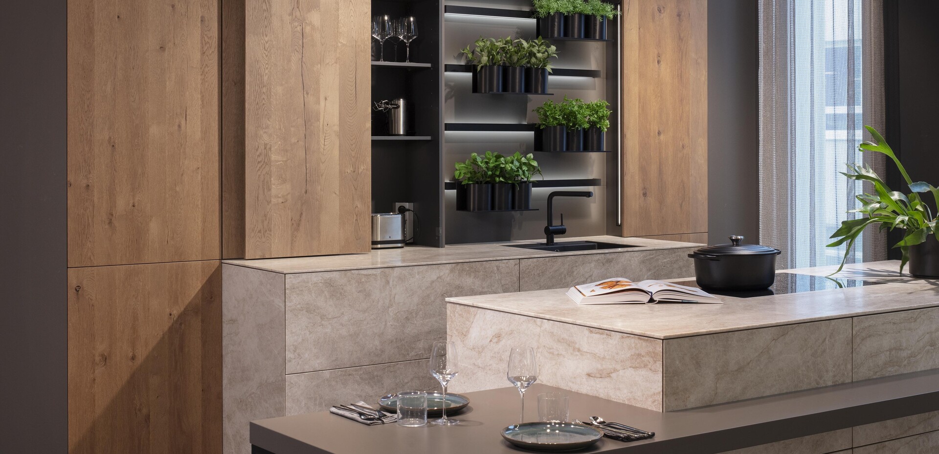 Leicht Küche Leicht eiche hell naturstein